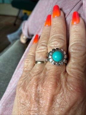 Georg Jensen Ring with Turquoise Cabochon Size 7